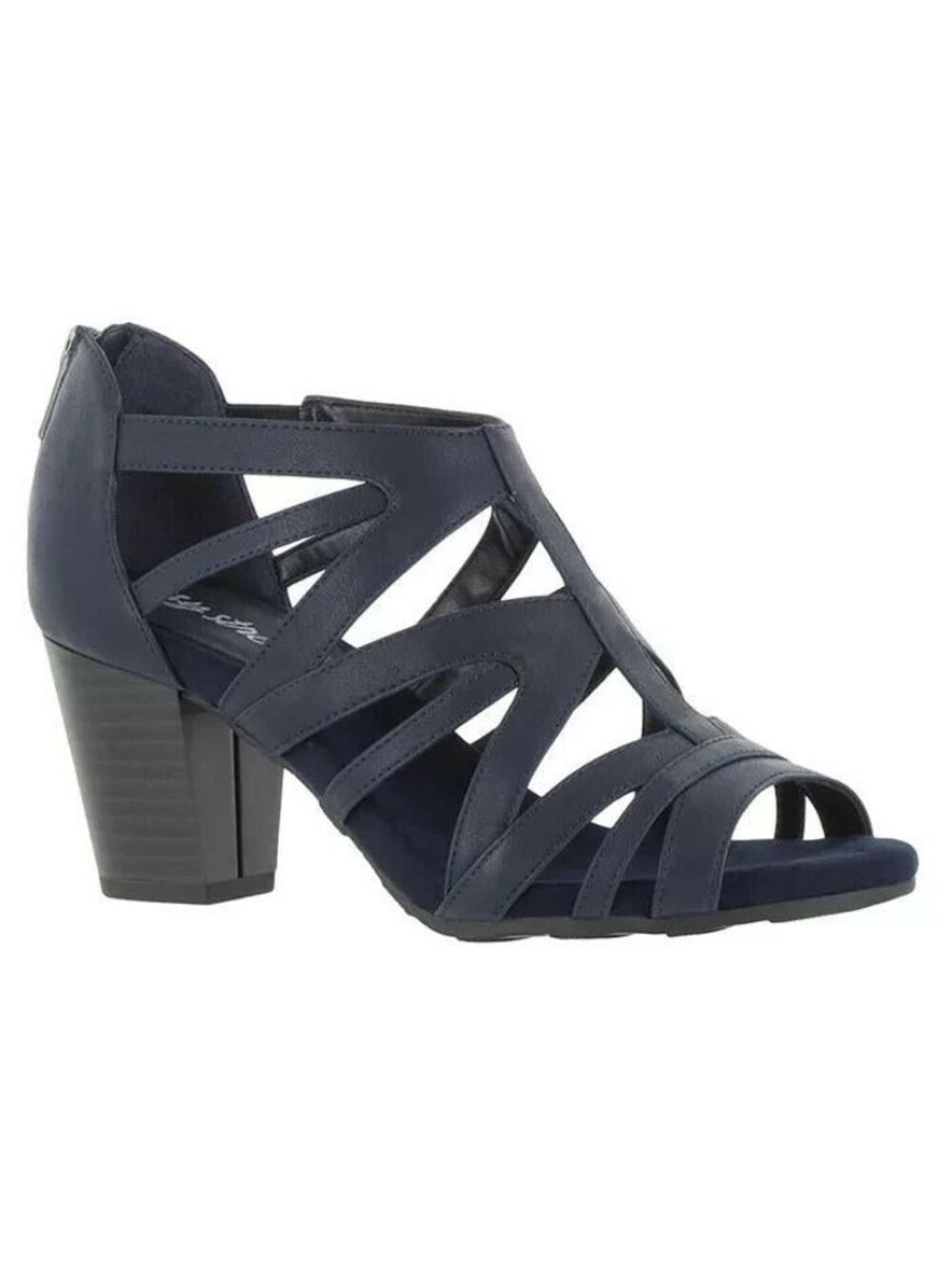 Easy Street Amaze Sandals 8.5 Navy Block Heel MSRP $89